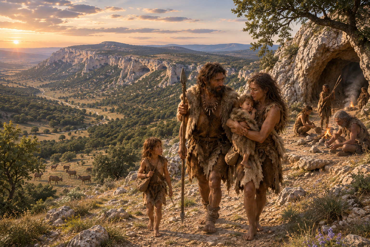 Imagen figurada del homo heidelbergensis en la Sierra de Atapuerca.
